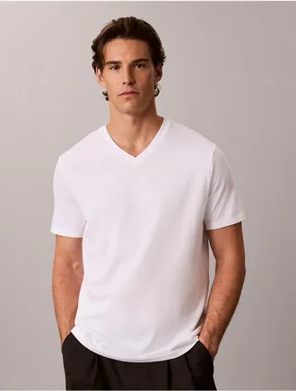 Calvin Klein Mens Liquid Touch Classic V Neck T-Shirt - White - 2XL