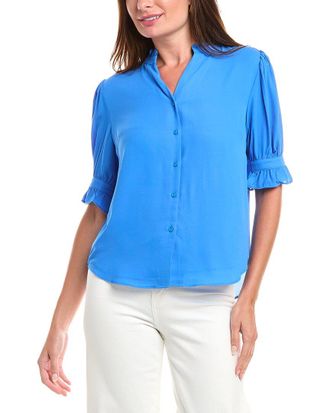 T Tahari Split Neck Blouse
