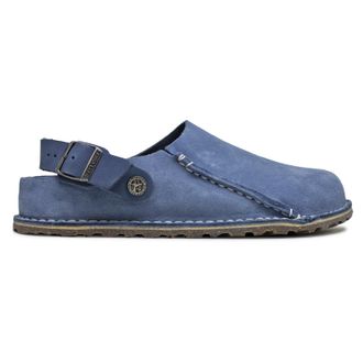 Birkenstock Lutry Premium Suede Leather Unisex Slippers Sandals - Elemental Blue - Size:UK 5.5