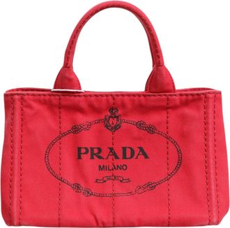 Prada Canapa Mini Canvas Womens Tote (Pre-Owned)