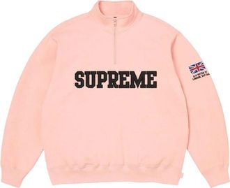 SUPREME SS26 Shop Flag Half Zip Pullover Light Pink-London SUP-SS26-006-LIGHTPNK