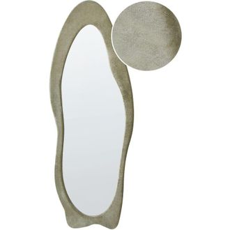 Beliani Wall Mirror REIGNY 57 cm 160 cm Velvet Olive Green