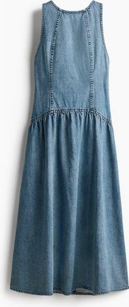 H&M Denim Dress With Flared Skirt in Denim Blue at Nordstrom, Size Xx-Small