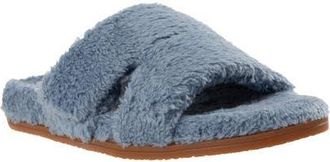 Revitalign Callie High Pile Fleece Slide Slipper in Bluestone at Nordstrom, Size 12
