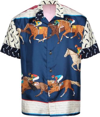 J. Logan Home Brissen horse-racing print shirt - Blue