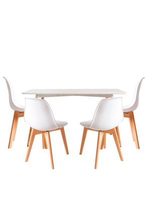 Regalos Miguel Regalos Miguel - Conjuntos De Mesa Y Sillas - Conjunto Mesa Tower Rectangular 120 X 80 Cm Blanca Y Pack 4 Sillas Kelen - Blanco