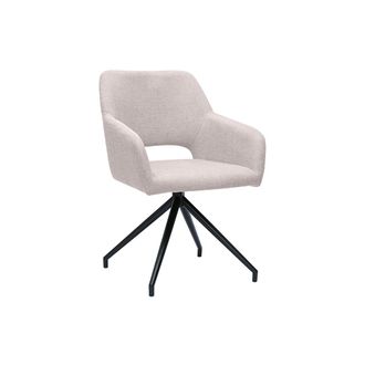 Miliboo Miliboo - Silla Giratoria 360&deg; De Terciopelo Texturizado Beige Y Metal Negro Laurette