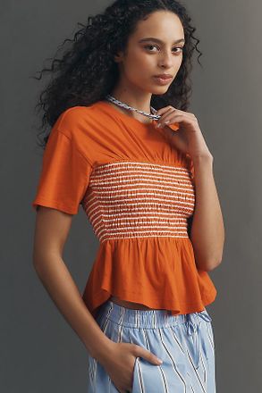 Maeve Cotton Smocked Tee