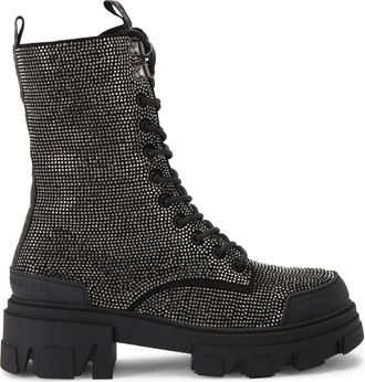 Kurt Geiger Womens Trekker Gem Boots - Black Fabric - Size UK 3