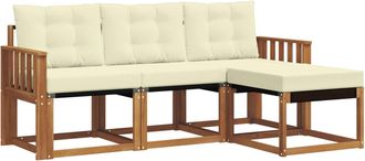 vidaXL Conjunto De Sof&aacute;s De Exterior 4 Uds. Natural Y Crema Vidaxl