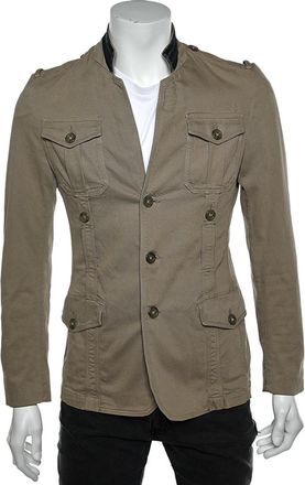 Just Cavalli Brown Cotton Cargo Pocket Button Front Jacket
