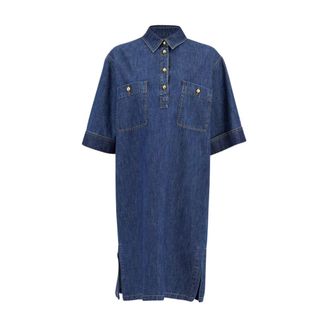 Valentino Garavani Denim Midi Overhemdjurk - Dames - Shirt Kleedjes - Blauw - S - Denim - Kleedjes