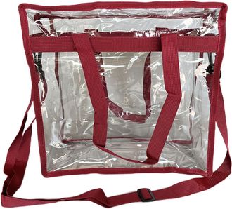 Generic PVC Tote Bag for Leisure Travel and Daily Commuting - Lightweight, Waterproof & Foldable with Zip Closure (Burgundy,12.60&times;12.60&times;5.91in)