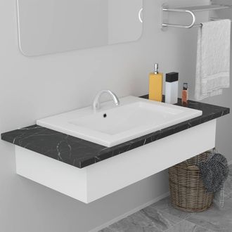 vidaXL Lavabo Encastrado De Cer&aacute;mica Blanco 61x39,5x18,5 Cm Vidaxl