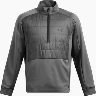 Under Armour Mens Solid Patterned Half Zipper Ribbed Cuff Sweat Jacket - Grey - Size: 42/Regular