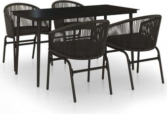 vidaXL Juego De Comedor Para Jard&iacute;n 5 Piezas Negro Vidaxl