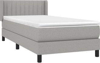 vidaXL Cama Box Spring Con Colch&oacute;n Tela Gris Claro 90x190 Cm Vidaxl