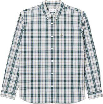 Lacoste Regular Fit Poplin Schots Ruitpatroon Overhemd - Heren - Casual Overhemden - Groen - 4XL - Katoen - Overhemden