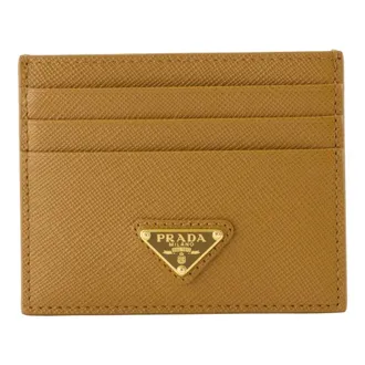 Prada Wallets & Cardholders, female, Brown, Size: ONE SIZE Saffiano Leather Card Holder