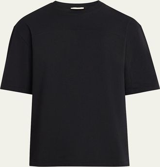 Mordecai Mens Jersey Back-Stripe Oversized Crewneck T-Shirt