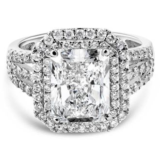 Pompeii3 Certified 4 1/2Ct Radiant Cut Diamond Engagement Ring 14k Gold Lab Grown
