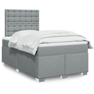 vidaXL Vidaxl - Cama Box Spring Con Colch&oacute;n Tela Gris Claro 120x190 Cm
