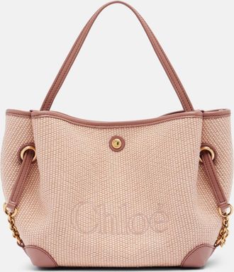 Chlo&eacute; Chlo&eacute; Small leather-trimmed raffia tote bag
