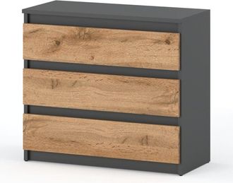 LOFT Cassettiera con cassetti Mobile TV 80CM 3S Mobili da soggiorno Loft Wotan in rovere grigio