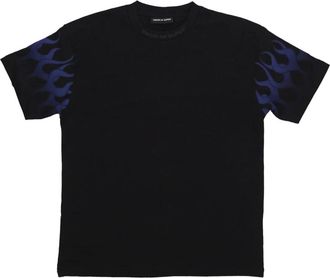 Vision Of Super Flames Logo Tee Zwart/Blauw - Heren - T-shirts - Zwart - XL - Katoen - Tops