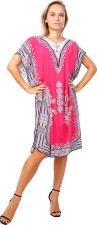 Generic Womens Mid Length Cotton Dress Beach Holiday Dress Ladies Short Sleeved Dress (UK, Alpha, One Size, Regular, Regular, Pink)