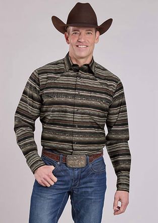 Roper Mens Long Sleeve Shirt In Distressed Aztec