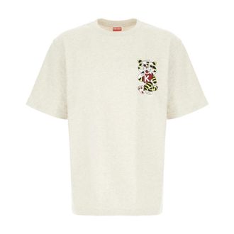 Kenzo T-Shirts, male, Gray, Size: XL Wild Tiger Embroidered Oversized T-shirt