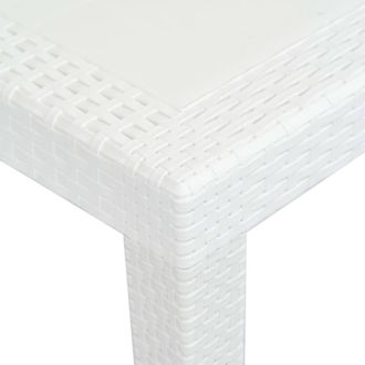 Berkfield Home Garden Table White 150x90x72 cm Plastic Rattan Look | Size: 150 x 90 x 72 cm