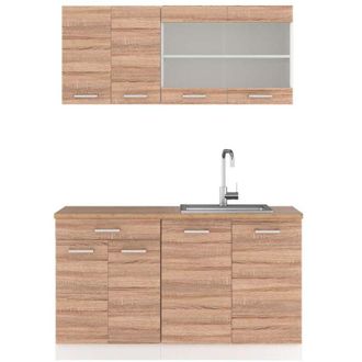 Vicco Cocina Vers&aacute;til R-line, Sonoma/blanco, 140 Cm, Et Roble