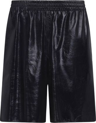 Marni elasticated-waist leather shorts - men - Lamb Skin - 34 - Black
