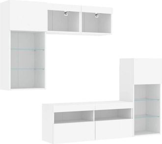 vidaXL Vidaxl - 5 Piece tv Wall Units with led White Engineered Wood