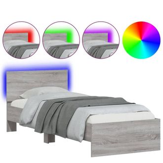 Berkfield Home Bed Frame Frame with LED Lights Grey Sonoma 90x190 cm Single