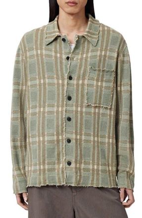 AllSaints Solmar Knitted Check Cardigan in Powdered Green at Nordstrom, Size X-Large