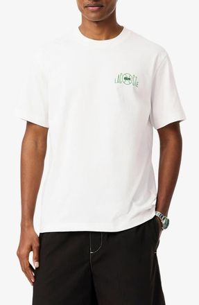 Lacoste Cotton Graphic T-shirt in Flour at Nordstrom, Size 4
