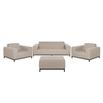 Beliani Conjunto De Jard&iacute;n 5 Plazas De Poli&eacute;ster Beige Arena Negro Patas Metal Rovigo