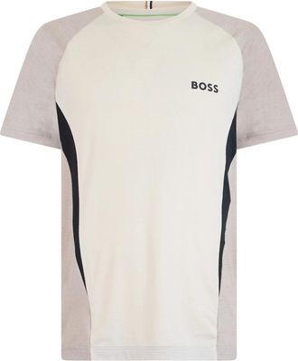 HUGO BOSS T-shirt van Jersey Mesh met Korte Mouwen - Heren - T-shirts - Beige - M - Polyester - Tops