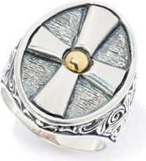 Samuel B. 18k Gold & Sterling Silver Two-Tone Cross Ring in Silver And Gold at Nordstrom Rack, Size 10