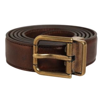 Dolce & Gabbana Accessoires, Heren, Bruin, ONE Size, Leer, Leren riem met goudkleurige gesp
