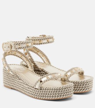 Valentino Garavani Rockstud Torchon leather espadrille sandals