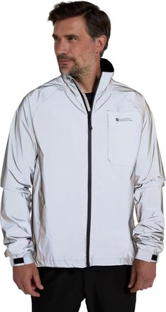 Mountain Warehouse Adrenaline Mens Waterproof Cycling Jacket - Reflective Mens Coat, Breathable Unisex Rain Coat - For Outdoors, Running & Walking Silver 4XL