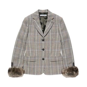 Acne Studios Plaid Bomber-jas met opstaande kraag - Dames - Jassen - Bruin - Maat: XS Wol