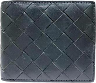 Bottega Veneta Vintage, unisex, Zwart, ONE Size, Leer, Pre-owned Vintage Bi-fold Portemonnee