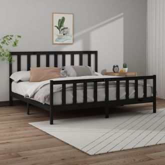 Berkfield Home Bed Frame Black Solid Wood Pine 200x200 cm