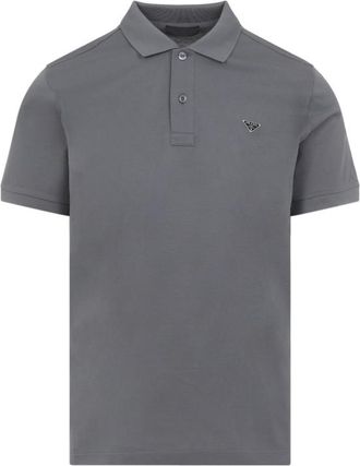 Prada Grey Short Sleeves Logo Polo