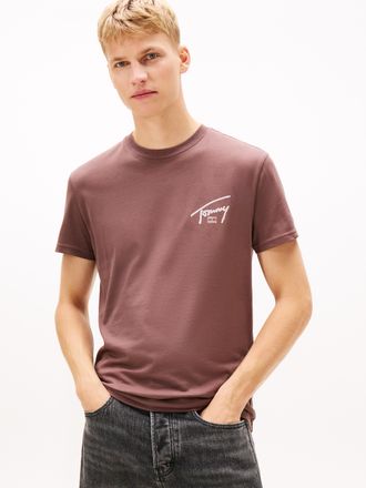 Tommy Jeans T-Shirt TOMMY JEANS TJM SIGN BACKPRINT, Herren, Gr. 4XL, schwarz walnut, Single Jersey, Obermaterial: 100% Baumwolle, regular fit normal, Rundhals, Sh